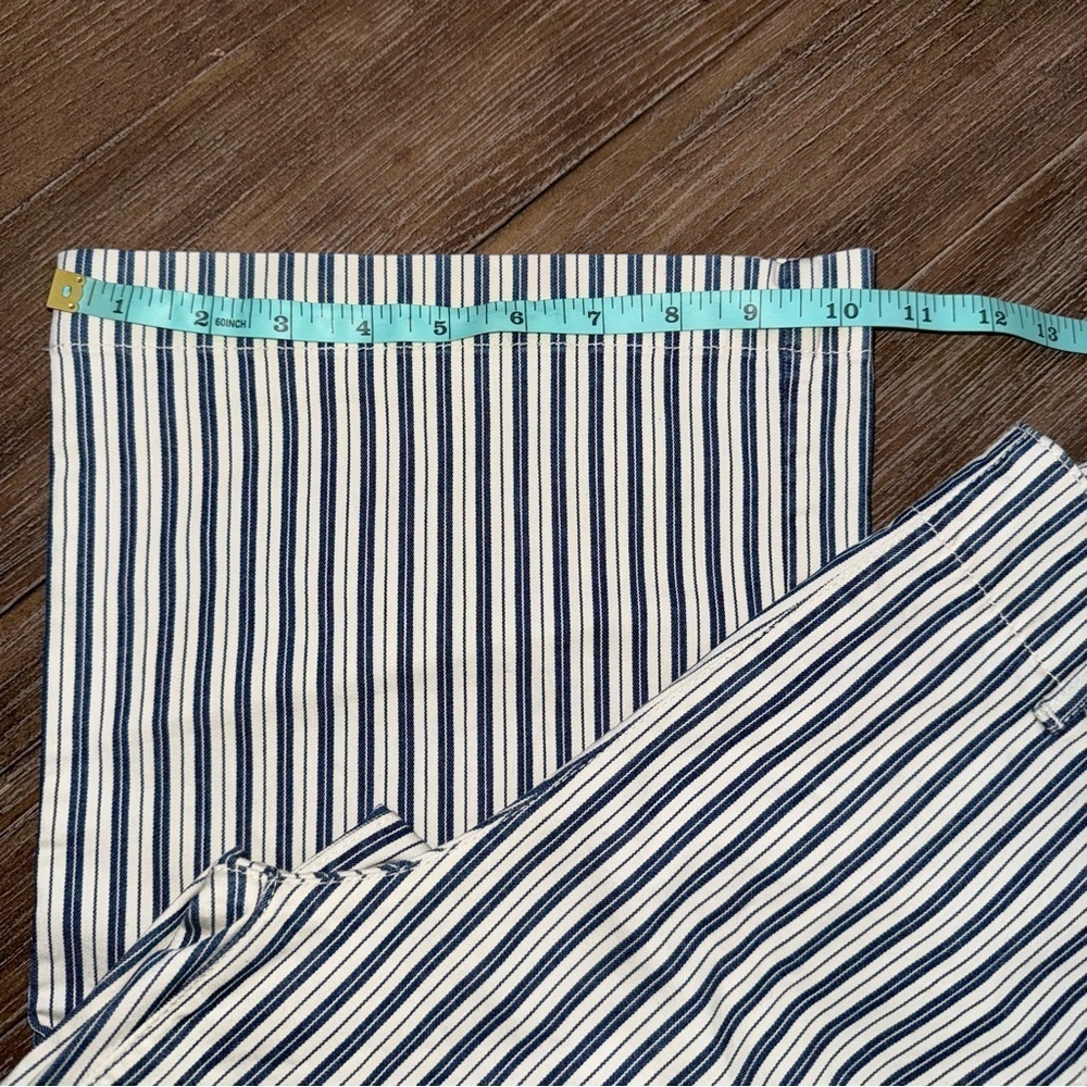 AG The High Rise Wide Leg Crop Stripped Trouser Pant Blue White - Picture 3 of 10